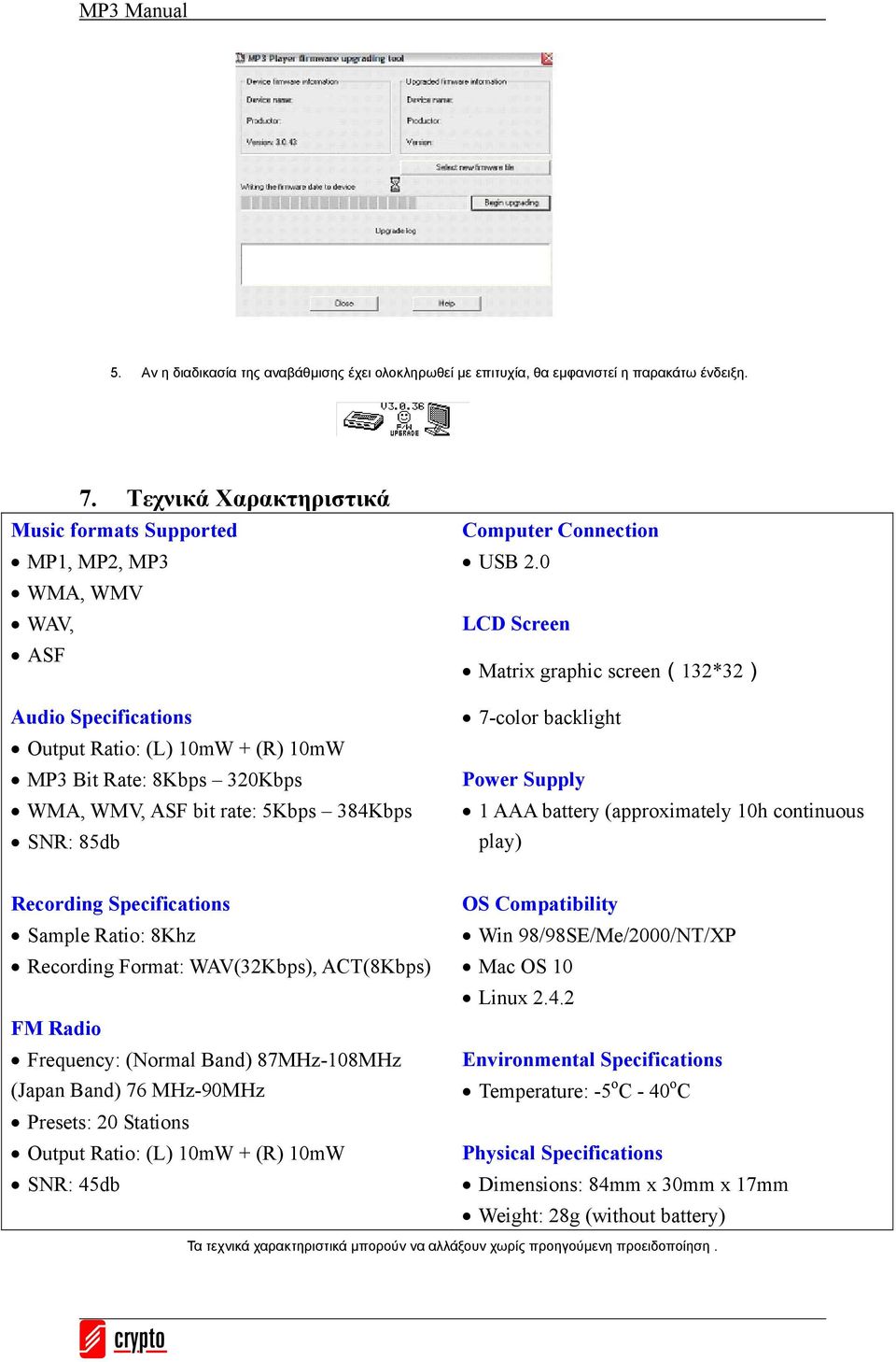 SNR: 85db Computer Connection USB 2.