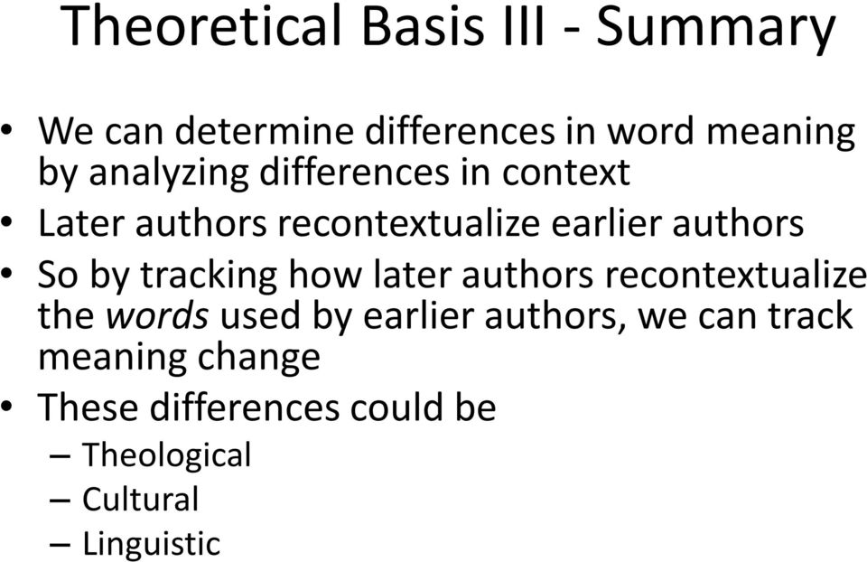 by tracking how later authors recontextualize the words used by earlier authors,