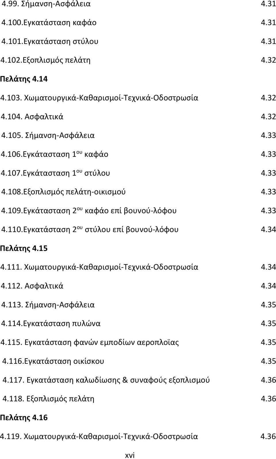 33 4.110.Εγκατάσταση 2 ου στύλου επί βουνού-λόφου 4.34 Πελάτης 4.15 4.111. Χωματουργικά-Καθαρισμοί-Τεχνικά-Οδοστρωσία 4.34 4.112. Ασφαλτικά 4.34 4.113. Σήμανση-Ασφάλεια 4.35 4.114.