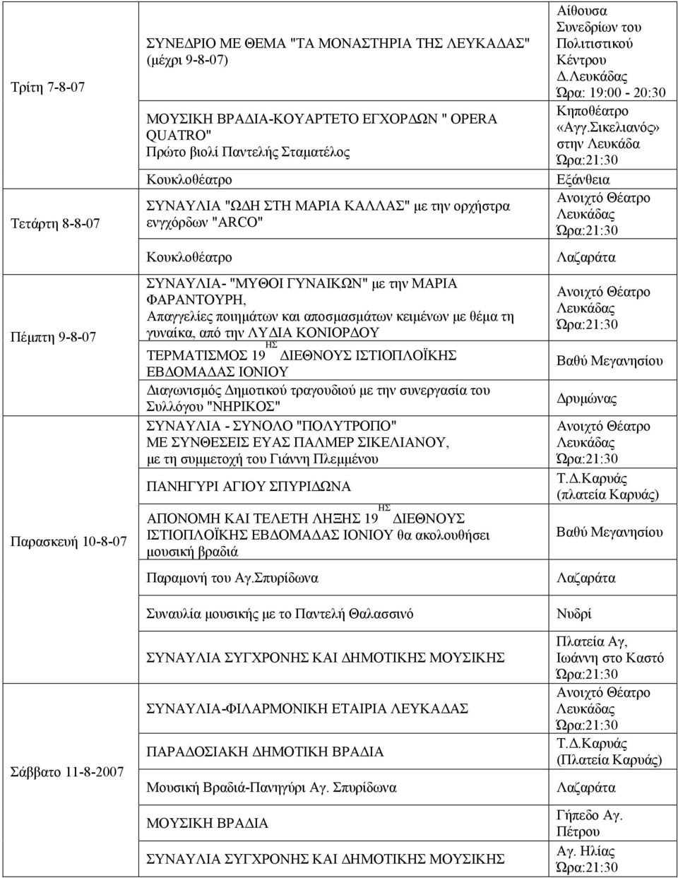 αποσµασµάτων κειµένων µε θέµα τη γυναίκα, από την ΛΥ ΙΑ ΚΟΝΙΟΡ ΟΥ ΤΕΡΜΑΤΙΣΜΟΣ 19 ΗΣ ΙΕΘΝΟΥΣ ΙΣΤΙΟΠΛΟΪΚΗΣ ΕΒ ΟΜΑ ΑΣ ΙΟΝΙΟΥ ιαγωνισµός ηµοτικού τραγουδιού µε την συνεργασία του Συλλόγου "ΝΗΡΙΚΟΣ"