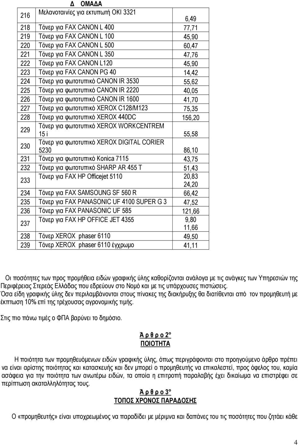 41,70 227 Tόνερ για φωτοτυπικό ΧΕROX C128/M123 75,35 228 Tόνερ για φωτοτυπικό ΧΕROX 440DC 156,20 229 Tόνερ για φωτοτυπικό ΧΕROX WORKCENTREM 15 i 55,58 230 Tόνερ για φωτοτυπικό ΧΕROX DIGITAL CORIER