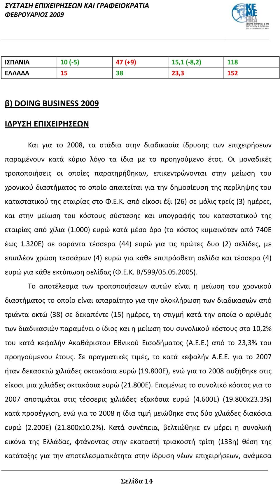 Οι μοναδικές τροποποιήσεις οι οποίες παρατηρήθηκαν, επικεντρώνονται στην μείωση του χρονικού διαστήματος το οποίο απαιτείται για την δημοσίευση της περίληψης του καταστατικού της εταιρίας στο Φ.Ε.Κ.