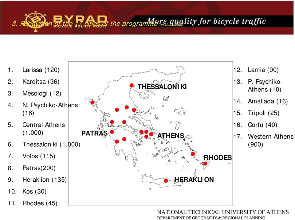 Kos (30) 11. Rhodes (45) PATRAS THESSALONIKI ATHENS HERAKLION RHODES 12. Lamia (90) 13. P. Psychiko- Athens (10) 14.