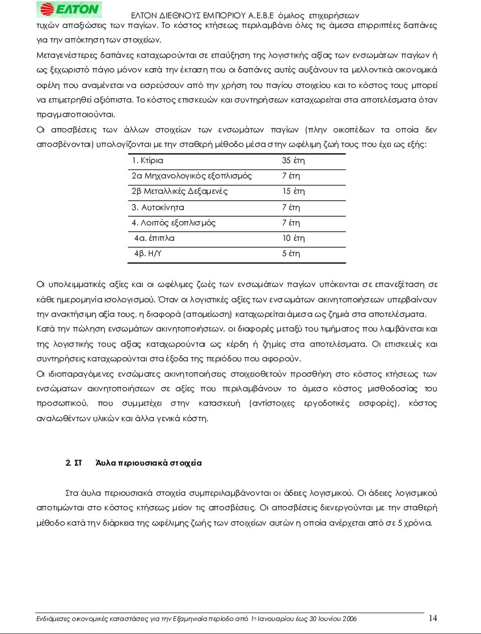 εισρεύσουναπότηνχρήσητουπαγίουστοιχείουκαιτοκόστοςτουςμπορεί ναεπιμετρηθείαξιόπιστα. Τοκόστοςεπισκευώνκαισυντηρήσεωνκαταχωρείταιστααποτελέσματαόταν πραγματοποιούνται.