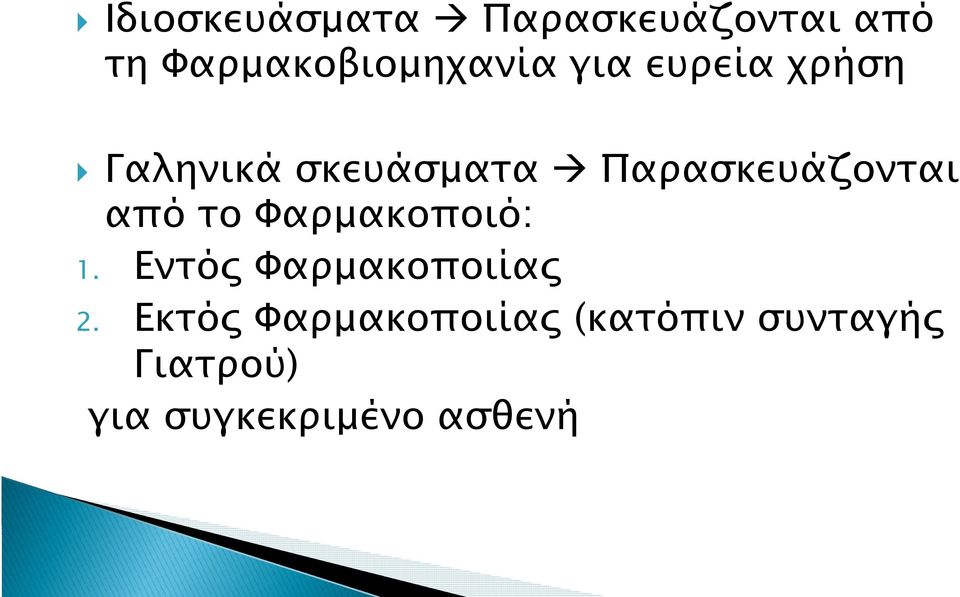 το Φαρμακοποιό: 1. Εντός Φαρμακοποιίας 2.