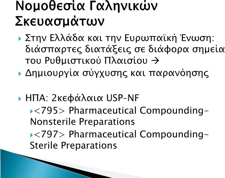 παρανόησης ΗΠΑ: 2κεφάλαια USP NF <795> Pharmaceutical Compounding-