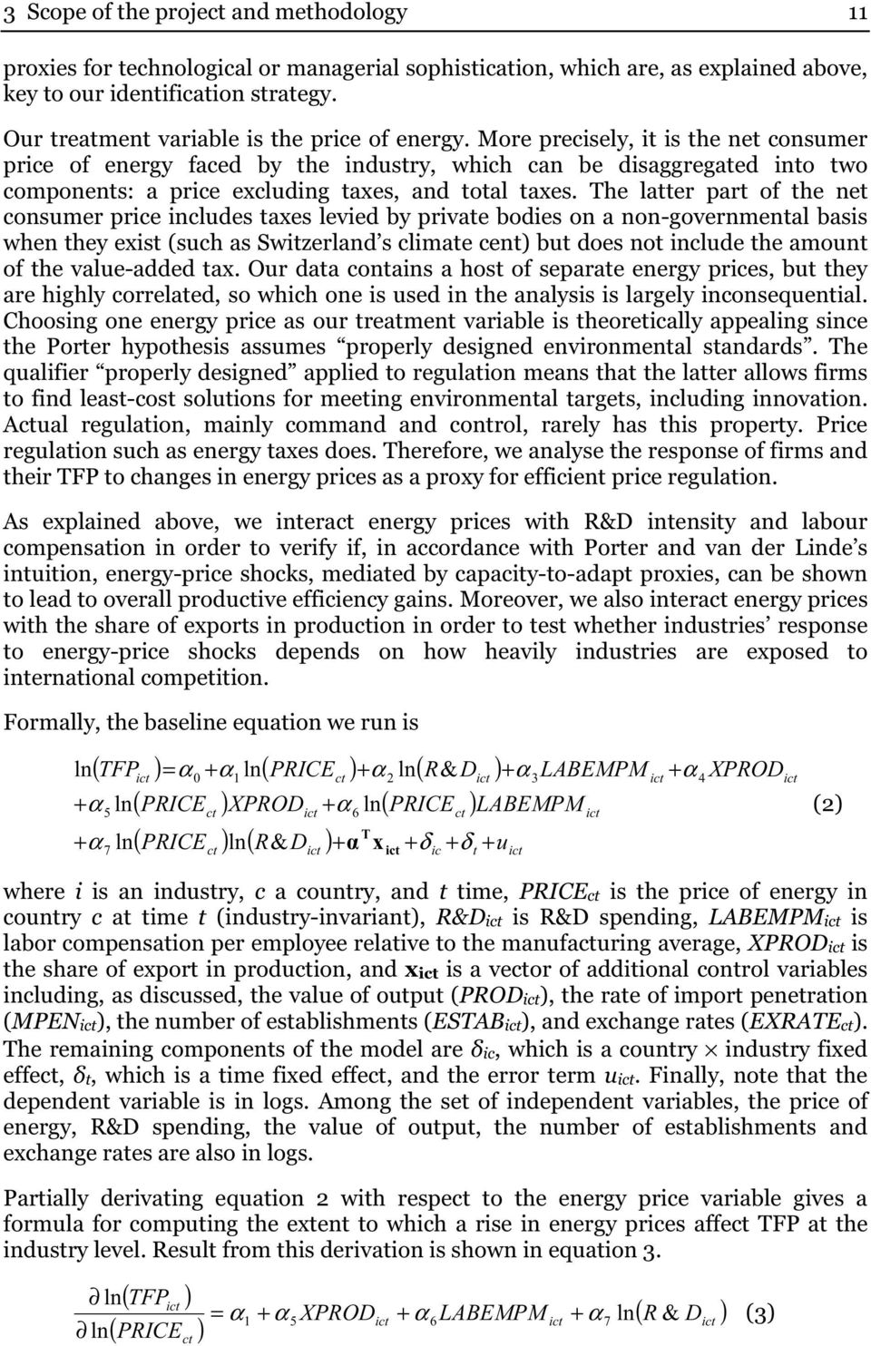 xict + δic + δt + uict α LABEMPM 3 LABEMPM ict ict + α XPROD 4 ict ln ln (