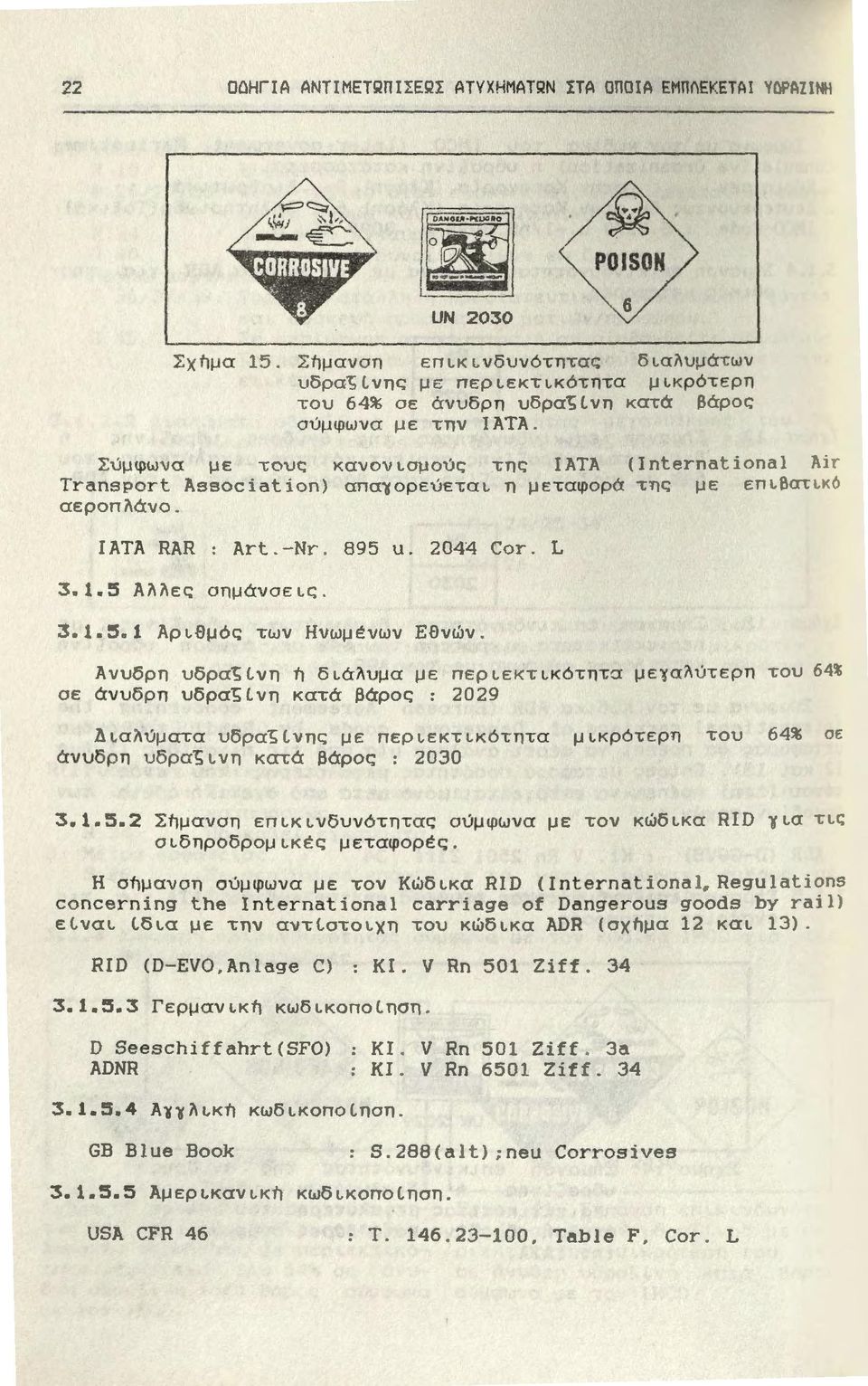 Σύμ φωνα με τους κανονισμούς της ΙΑΤΛ (lnternational Λi r Transport Association) απα~ορεύεται η μεταφορά της με επιβατικ ό αεροπί\άνο. ΙΛΤΑ RAR : Art.-Nr. 895 u. 2044 Cor. L 3.1.5 Αί\ί\ες σημάνσεις.