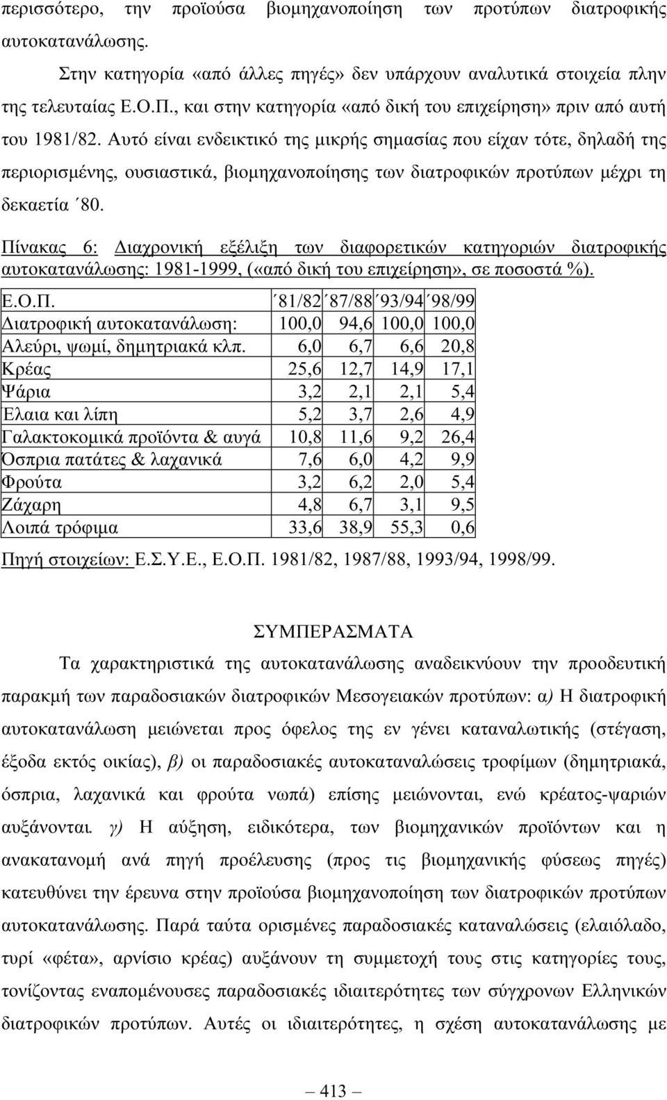 Αυτό είναι ενδεικτικό της µικρής σηµασίας που είχαν τότε, δηλαδή της περιορισµένης, ουσιαστικά, βιοµηχανοποίησης των διατροφικών προτύπων µέχρι τη δεκαετία 80.