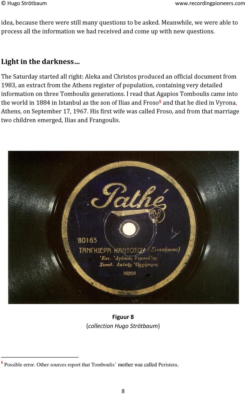 information on three Tomboulis generations.