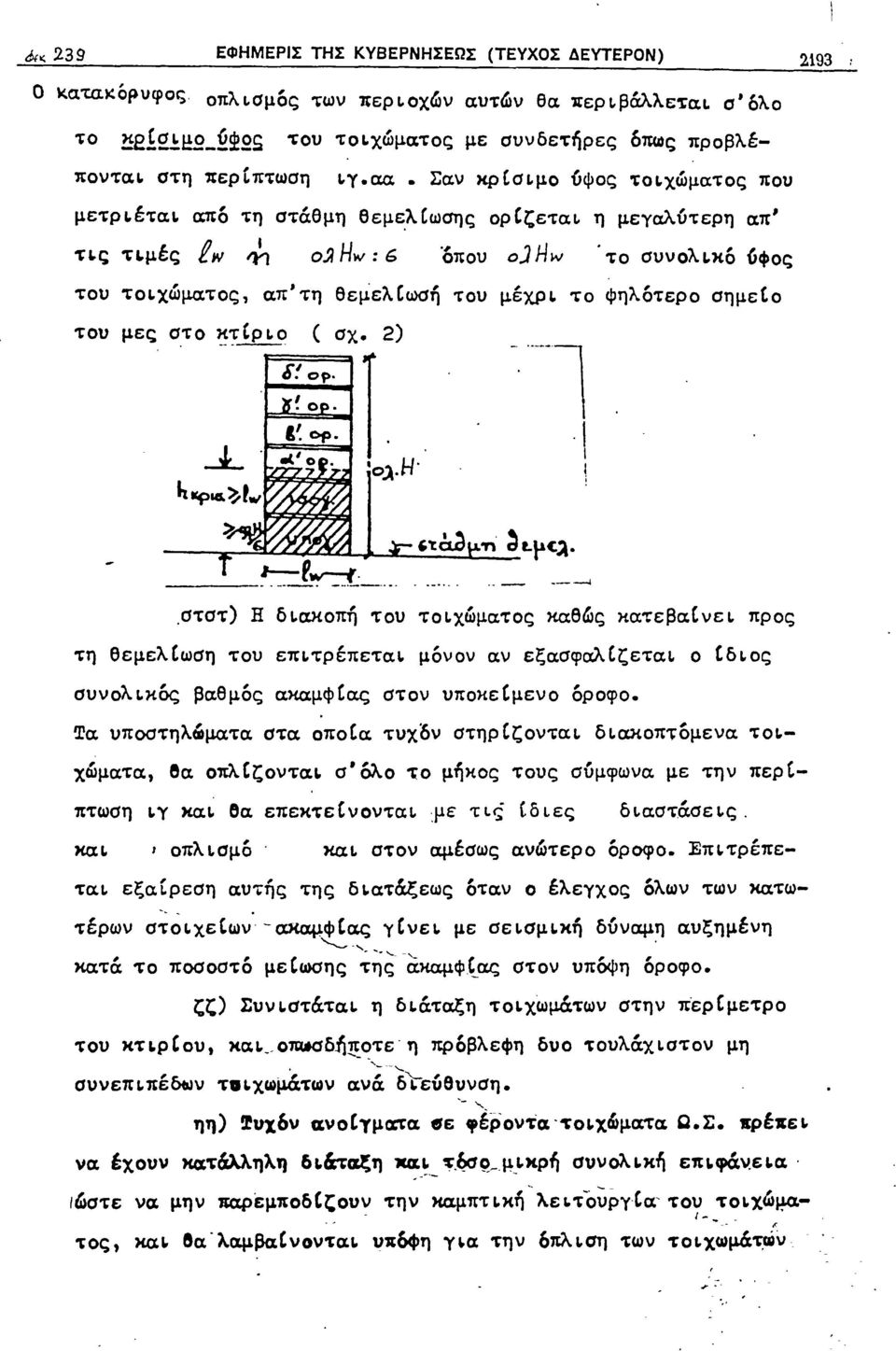 μές tw ~ o~ Hw : 6 "σπου oj flw. το συvολι.κό ύφος α.π'τη θεμελιωσή - --l του τoι.χωμα.~oς του μεχρι. το του μες στο ~-:r'plo ( σχ. 2) &! ορ. φηλότερο σημειο Ι~ ορ..\ -1... 'Ο:λ. Η " ι ι ι.στστ) Η δι.