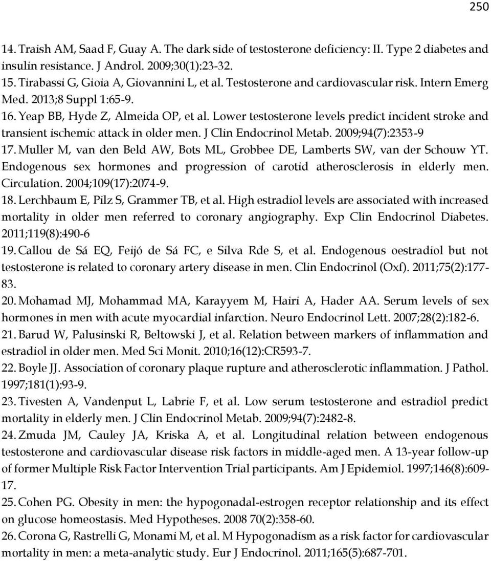 Lower testosterone levels predict incident stroke and transient ischemic attack in older men. J Clin Endocrinol Metab. 2009;94(7):2353-9 17.