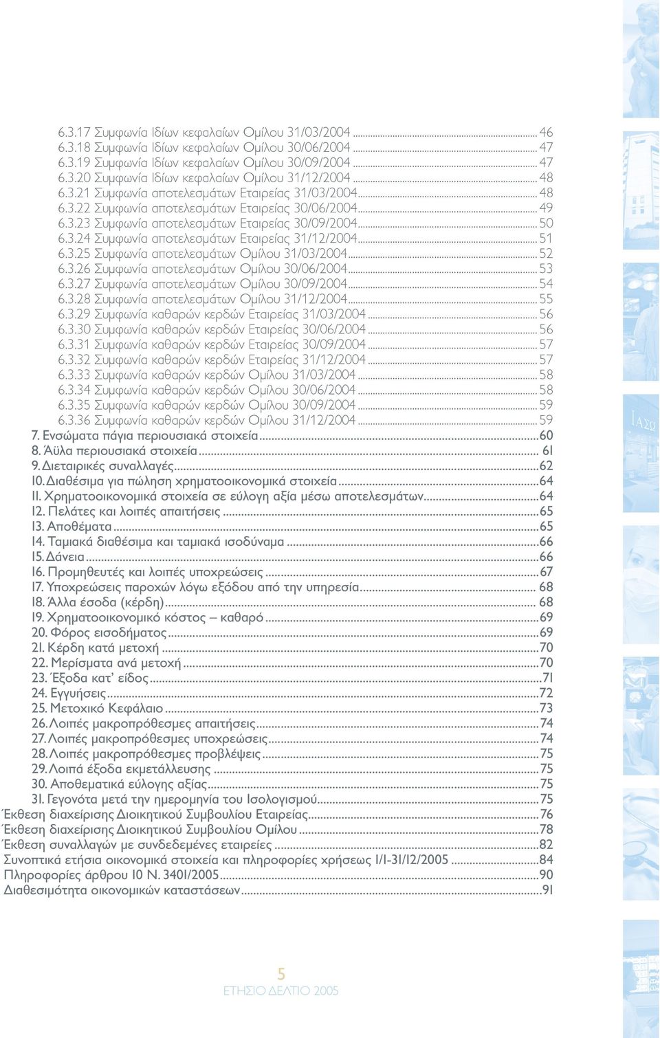 .. 51 6.3.25 Συµφωνία αποτελεσµάτων Οµίλου 31/03/2004... 52 6.3.26 Συµφωνία αποτελεσµάτων Οµίλου 30/06/2004... 53 6.3.27 Συµφωνία αποτελεσµάτων Οµίλου 30/09/2004... 54 6.3.28 Συµφωνία αποτελεσµάτων Οµίλου 31/12/2004.