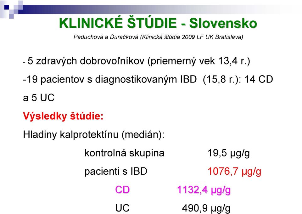 ) -19 pacientov s diagnostikovaným IBD (15,8 r.