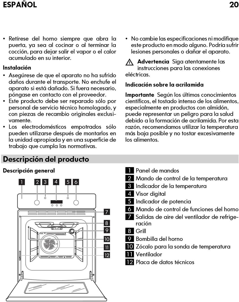 Este producto debe ser reparado sólo por personal de servicio técnico homologado, y con piezas de recambio originales exclusivamente.