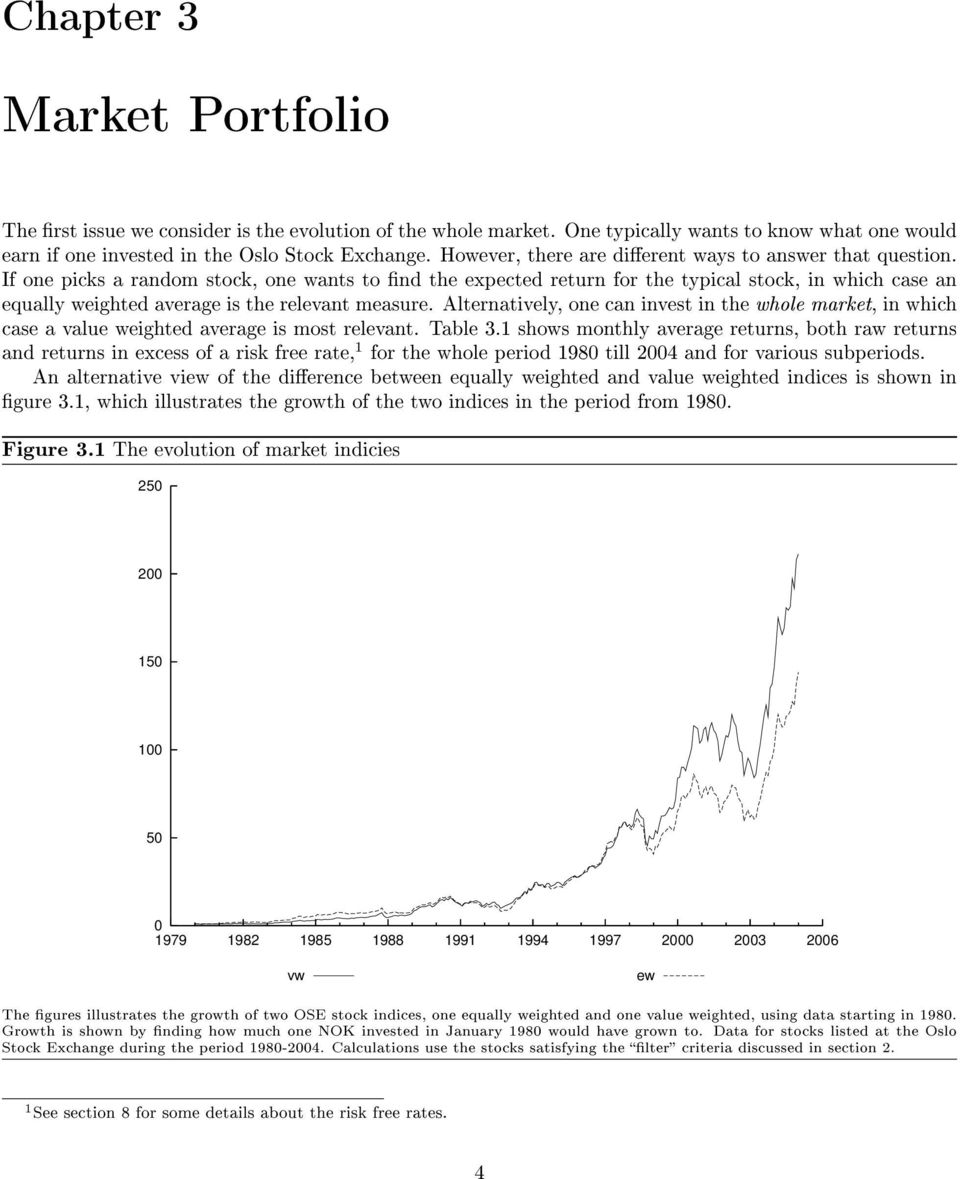 If one picks a random stock, one wants to nd the expected return for the typical stock, in which case an equally weighted average is the relevant measure.