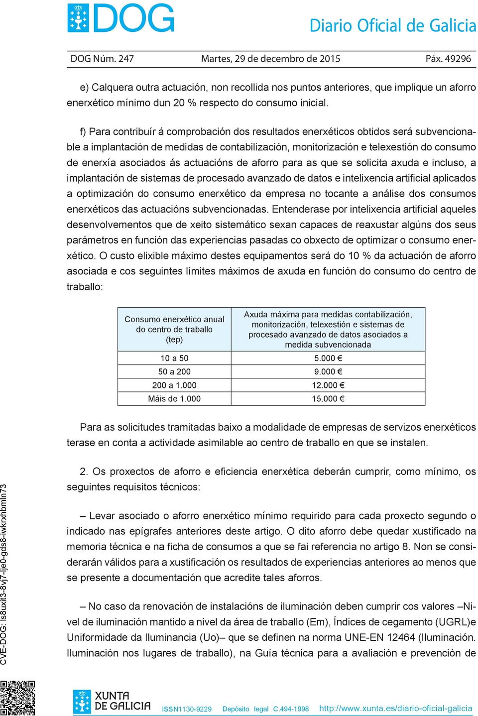 actuacións de aforro para as que se solicita axuda e incluso, a implantación de sistemas de procesado avanzado de datos e intelixencia artificial aplicados a optimización do consumo enerxético da