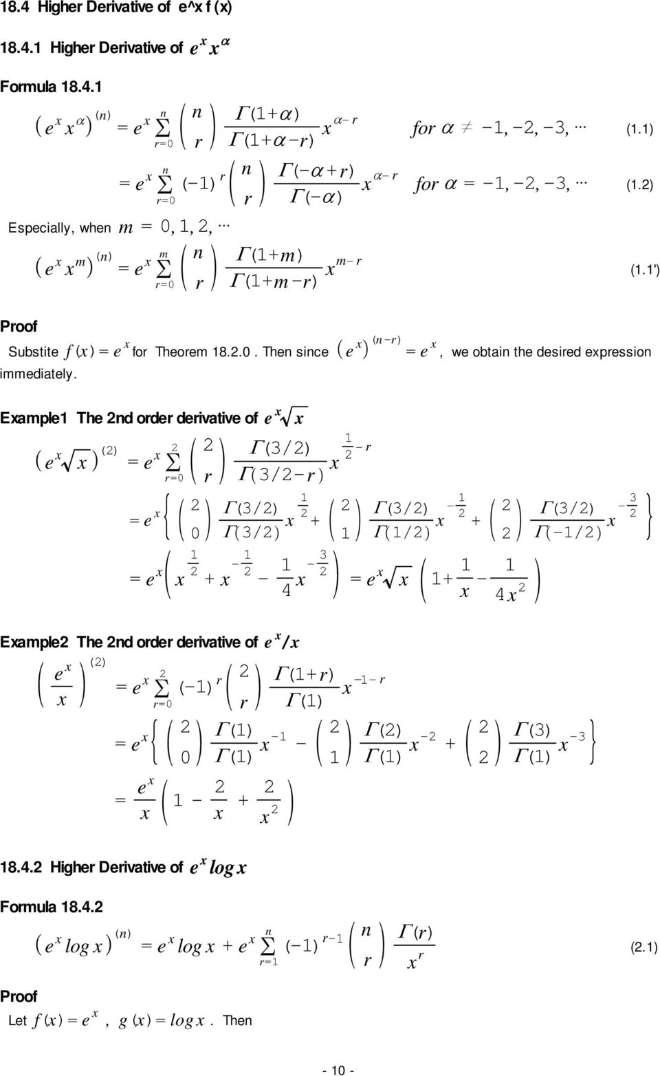 Eample The d order derivative of e e e ( /) r /-r (.