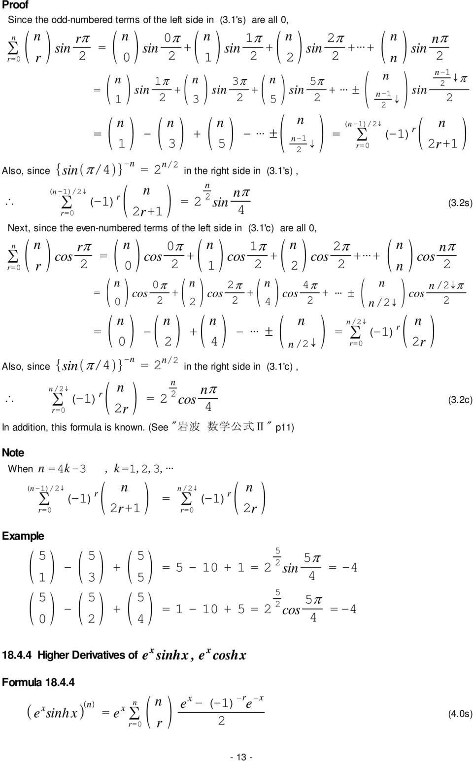 'c) are all 0, cos cos r Also, sice r 0 cos 0 cos 0 + 0 + 0 - cos + + si ++ si 5 + - si ( -)/ - r+ cos + - / si/ - / i the right side i (.