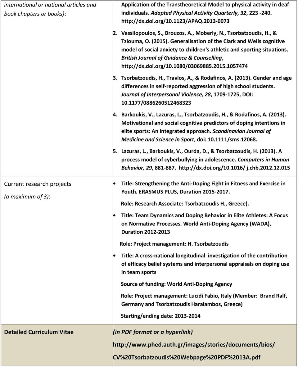 Generalisation of the Clark and Wells cognitive model of social anxiety to children's athletic and sporting situations. British Journal of Guidance & Counselling, http://dx.doi.org/10.1080/03069885.