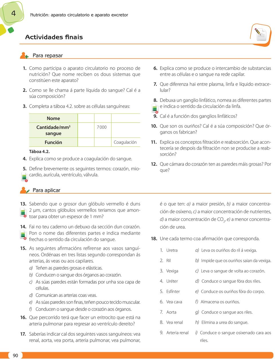 2. 4. Explica como se produce a coagulación do sangue. 5. Define brevemente os seguintes termos: corazón, miocardio, aurícula, ventrículo, válvula. 1 6.