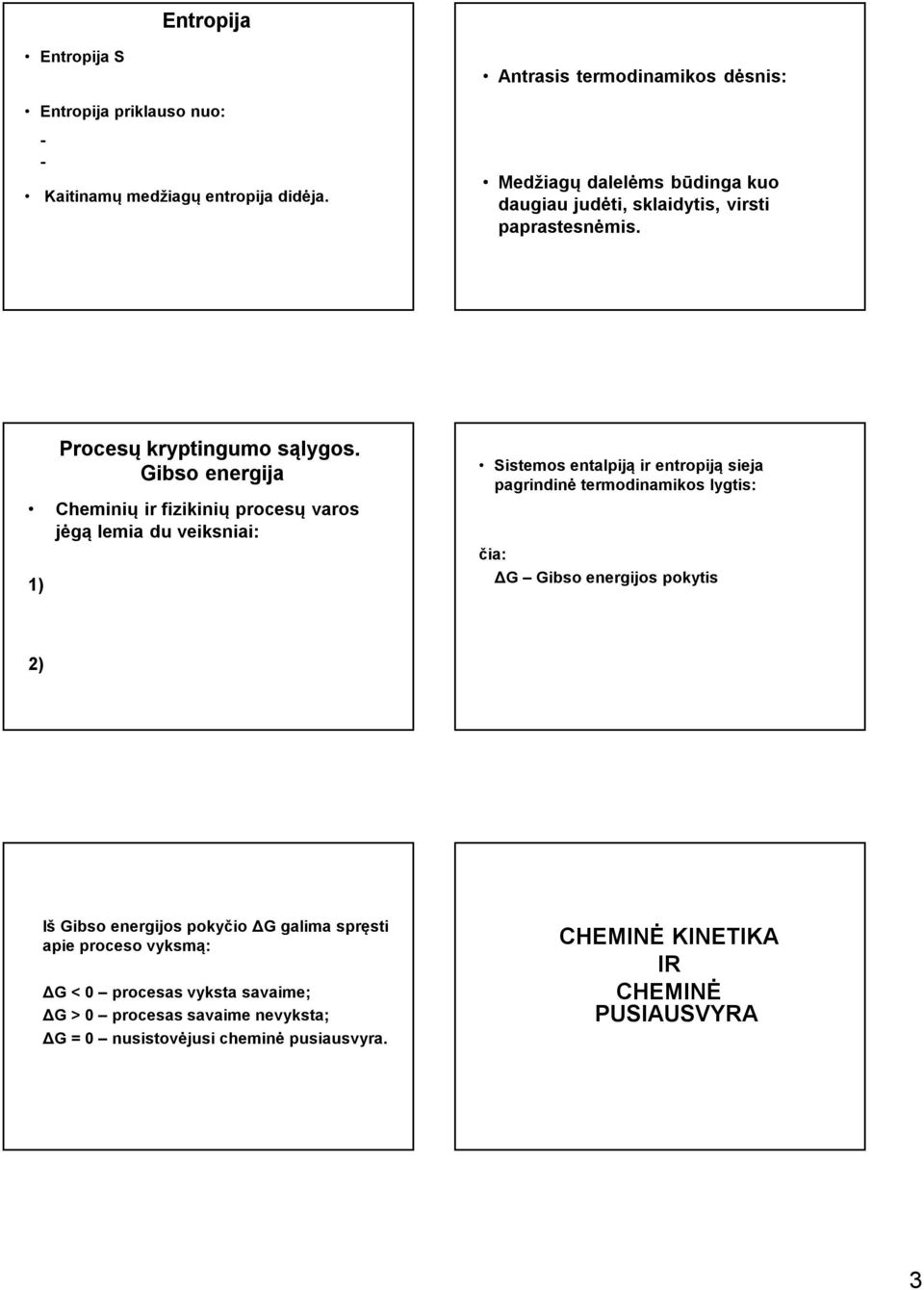 Gibso energija Cheminių ir fizikinių procesų varos jėgą lemia du veiksniai: 1) Sistemos entalpiją ir entropiją sieja pagrindinė termodinamikos lygtis: čia: