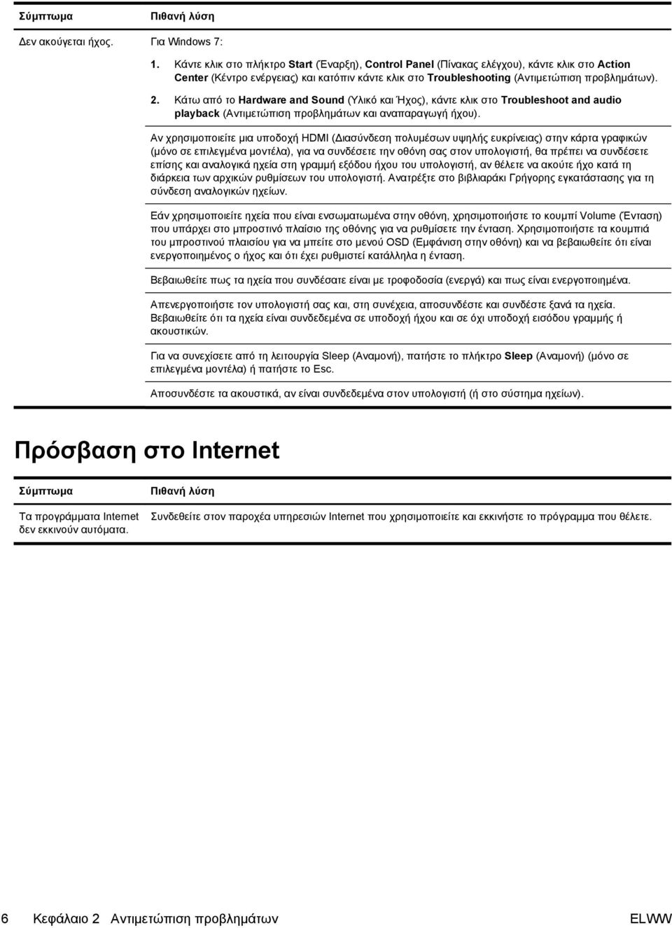 Κάτω από το Hardware and Sound (Υλικό και Ήχος), κάντε κλικ στο Troubleshoot and audio playback (Αντιμετώπιση προβλημάτων και αναπαραγωγή ήχου).