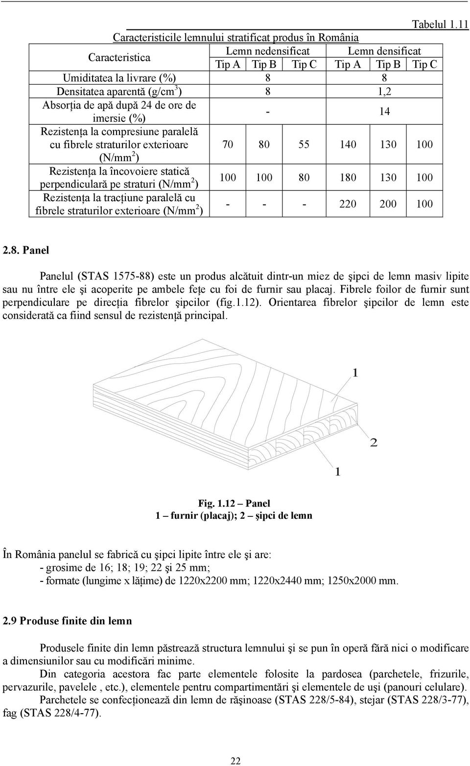 3 ) 8 1,2 Absorţia de apă după 24 de ore de imersie (%) - 14 Rezistenţa la compresiune paralelă cu fibrele straturilor exterioare 70 80 55 140 130 100 (N/mm 2 ) Rezistenţa la încovoiere statică