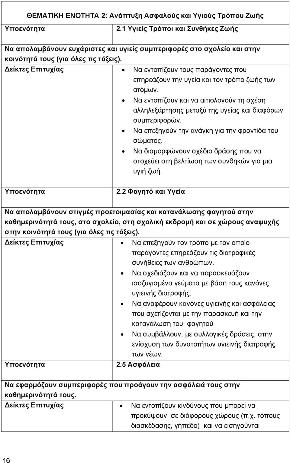 Δείκτες Επιτυχίας Να εντοπίζουν τους παράγοντες που επηρεάζουν την υγεία και τον τρόπο ζωής των ατόμων.