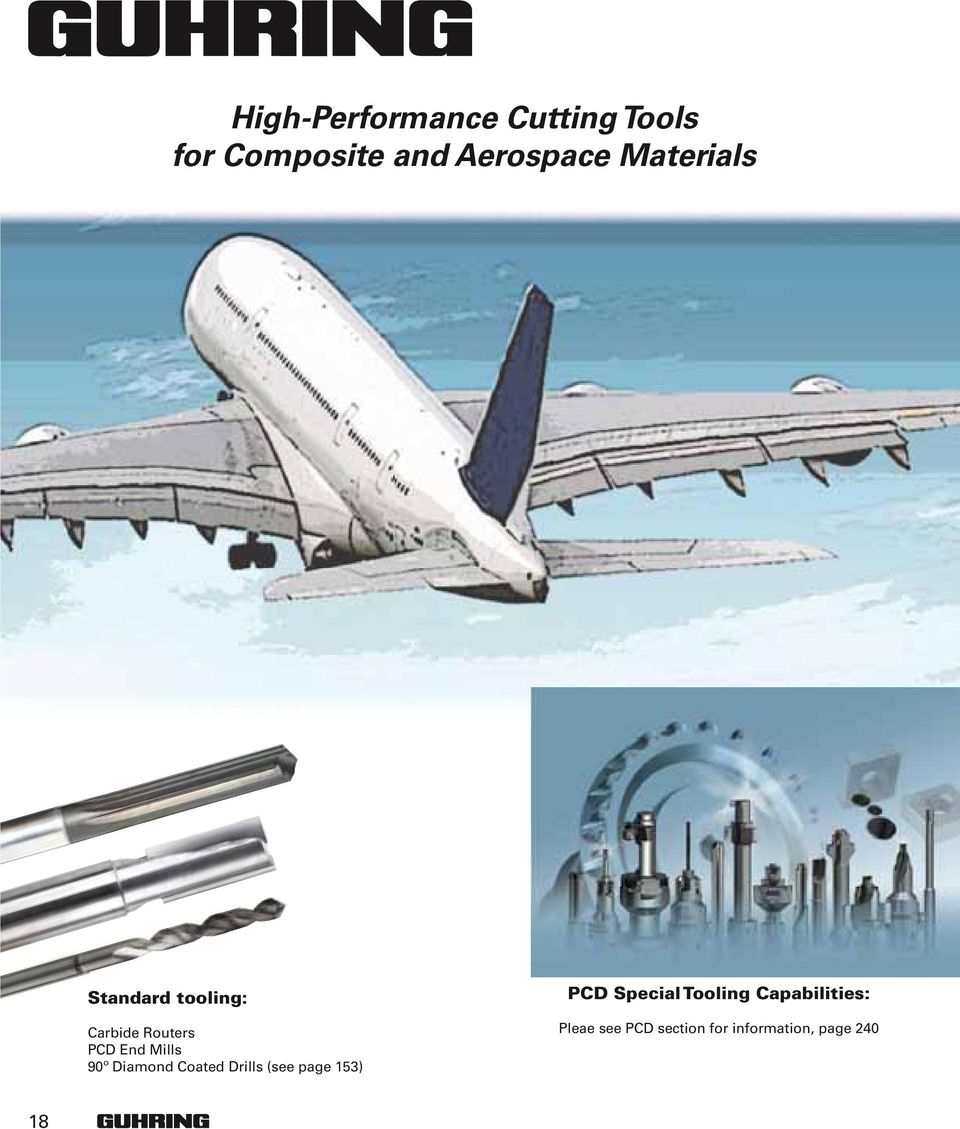 90º Diamond Coated Drills (see page 153) PCD Special Tooling