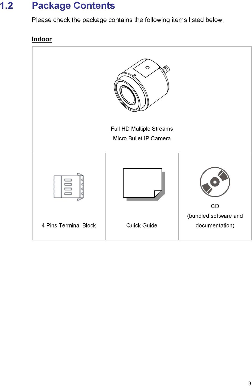 Indoor Full HD Multiple Streams Micro Bullet IP Camera