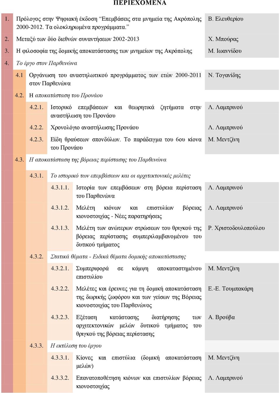 2.1. Ιστορικό επεμβάσεων και θεωρητικά ζητήματα στην αναστήλωση του Προνάου Λ. Λαμπρινού 4.2.2. Χρονολόγιο αναστήλωσης Προνάου Λ. Λαμπρινού 4.2.3. Είδη θραύσεων σπονδύλων.