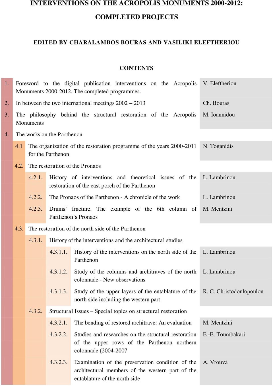 The philosophy behind the structural restoration of the Acropolis Monuments Μ. Ioannidou 4. The works on the Parthenon 4.