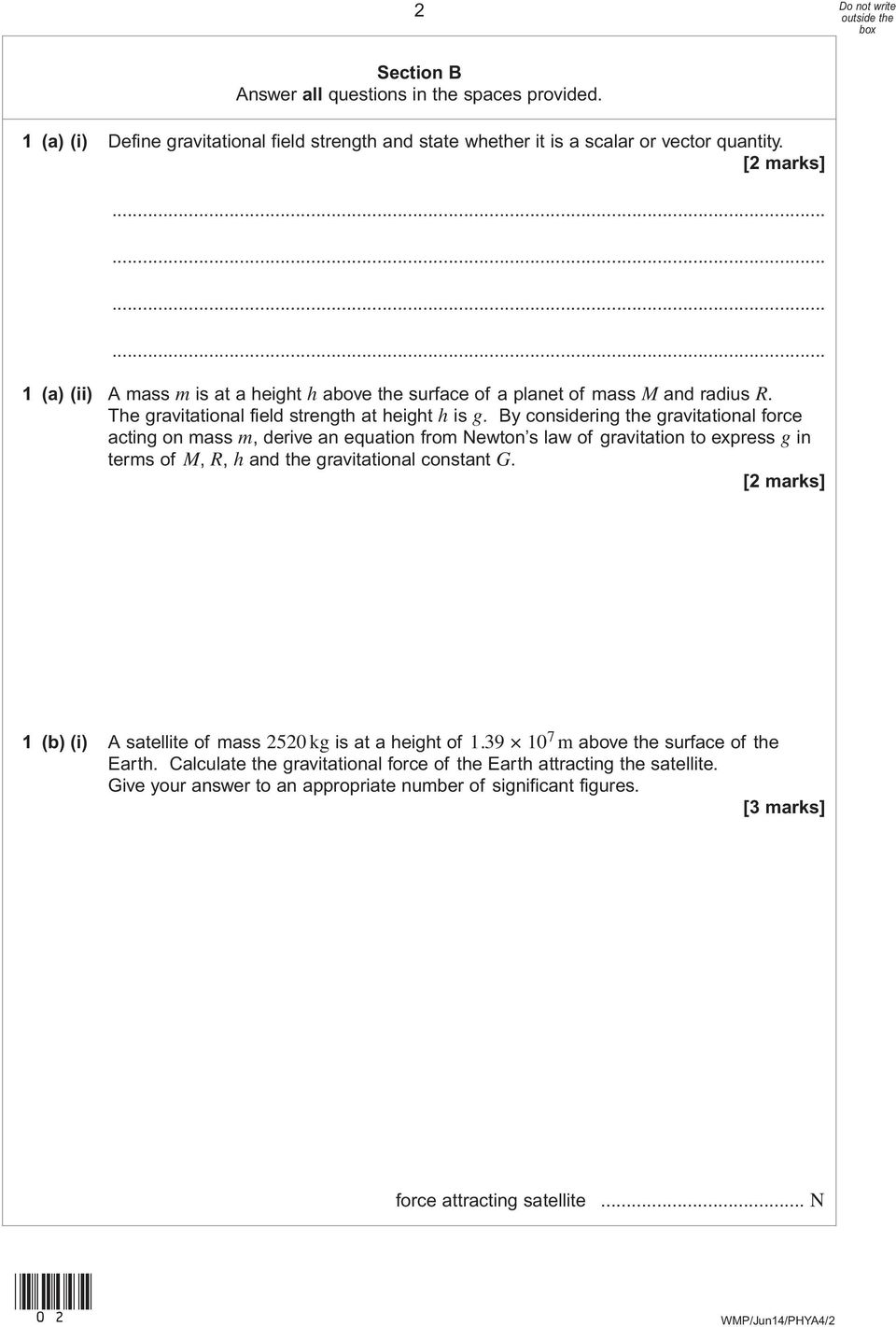 By considering the gravitational force acting on mass m, derive an equation from Newton s law of gravitation to express g in terms of M, R, h and the gravitational constant G.