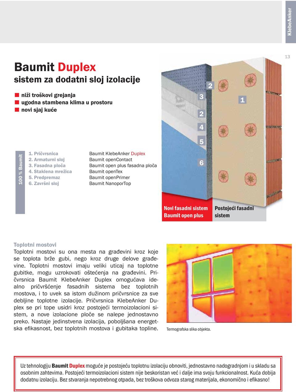 Završni sloj Baumit NanoporTop 6 Novi fasadni sistem Baumit open plus Postojeći fasadni sistem Toplotni mostovi Toplotni mostovi su ona mesta na građevini kroz koje se toplota brže gubi, nego kroz