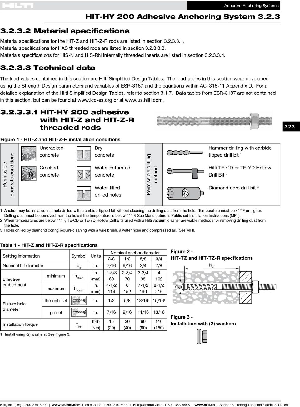 The load tables in this section were developed using the Strength Design parameters and variables of ESR-3187 and the equations within ACI 318-11 Appendix D.