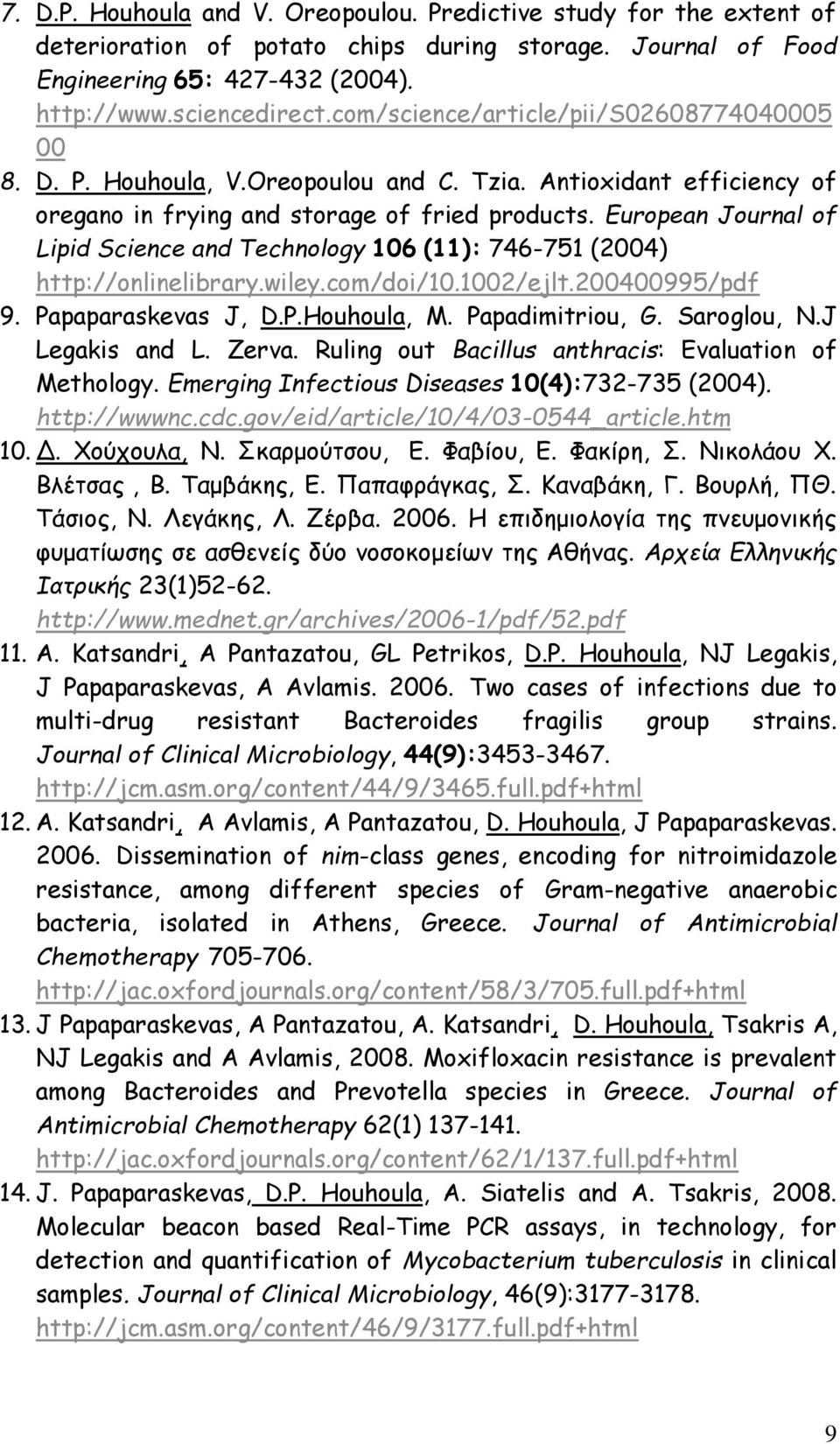 European Journal of Lipid Science and Technology 106 (11): 746-751 (2004) http://onlinelibrary.wiley.com/doi/10.1002/ejlt.200400995/pdf 9. Papaparaskevas J, D.P.Houhoula, M. Papadimitriou, G.