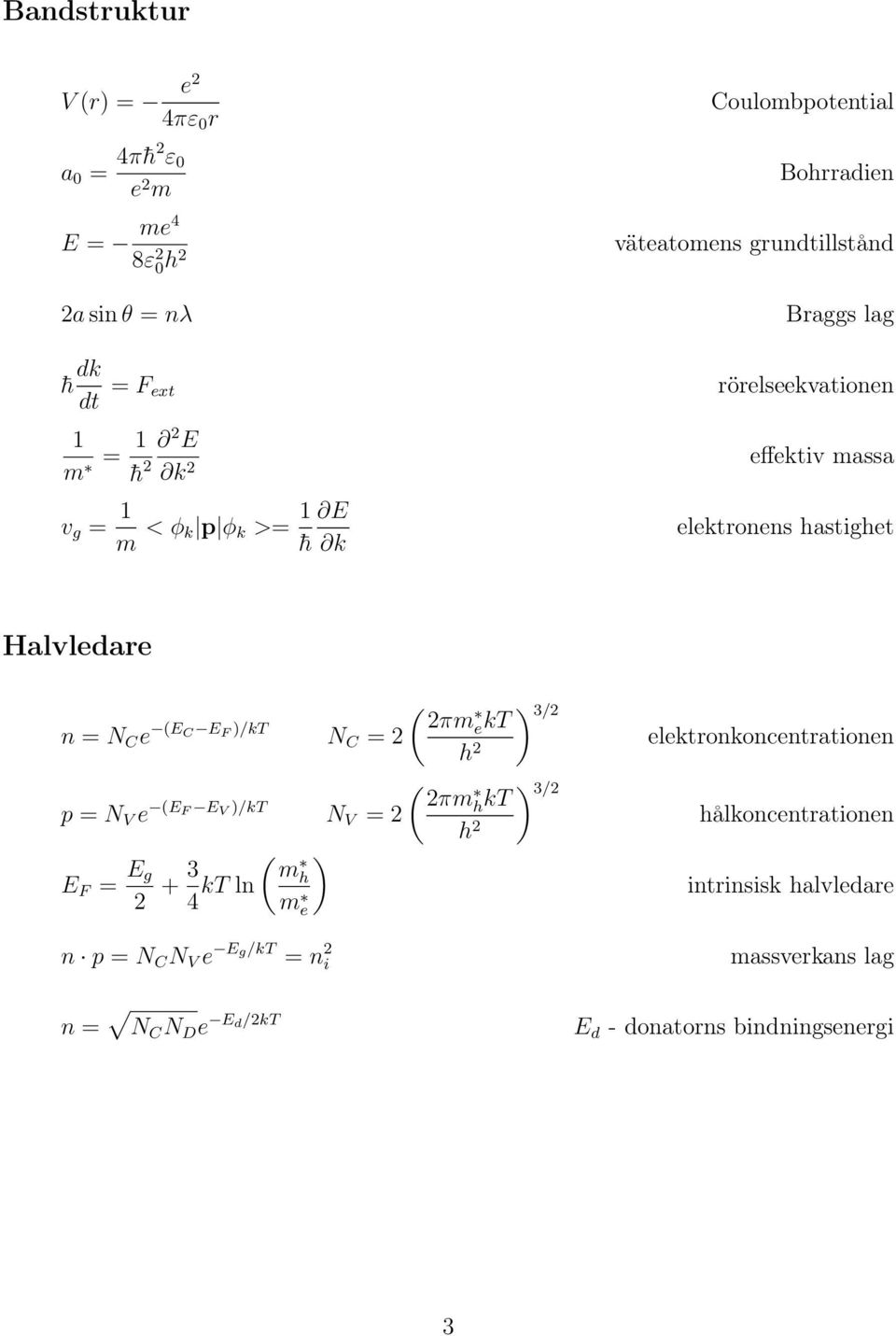 = N C e (E C p = N V e (E F E F )/kt E V )/kt E F = E g 2 + 3 m kt ln h 4 m e n p = N C N V e Eg/kT = n 2 i 2 m N C =2 e kt h 2 2 m N V =2 h kt