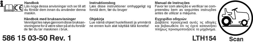 Instruktionsbog Læs disse instruktioner omhyggeligt og forstå dem, før du bruger Ohjekirja Lue nämä ohjeet huolellisesti ja ymmärrä ne ennen kuin alat käyttää tätä konetta!