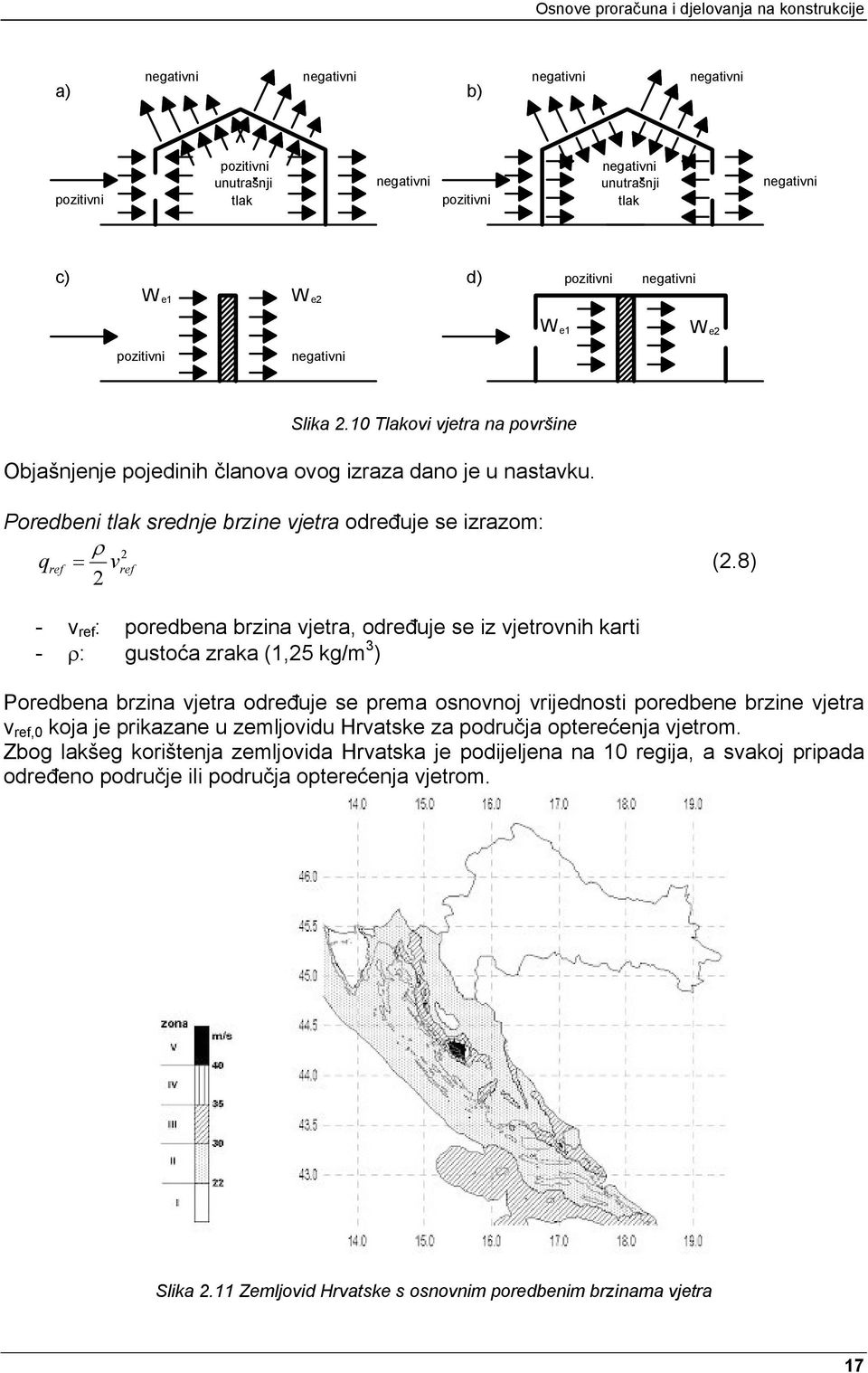 8) - v ref : poredbena brzina vjetra, određuje se iz vjetrovnih karti - ρ: gustoća zraka (1,25 kg/m 3 ) Poredbena brzina vjetra određuje se prema osnovnoj vrijednosti poredbene brzine vjetra v ref,0