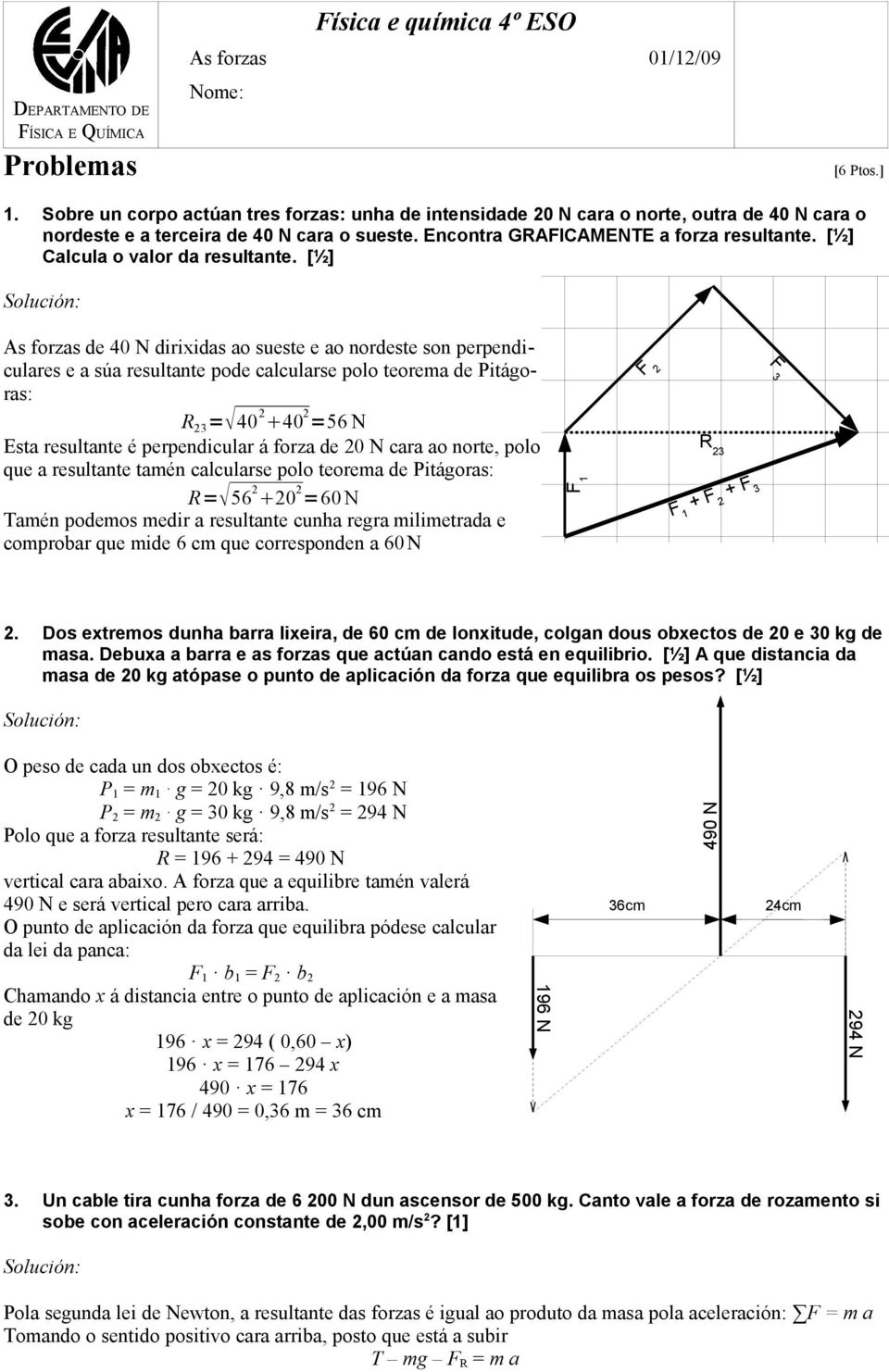 Calcula o valor da resultante.