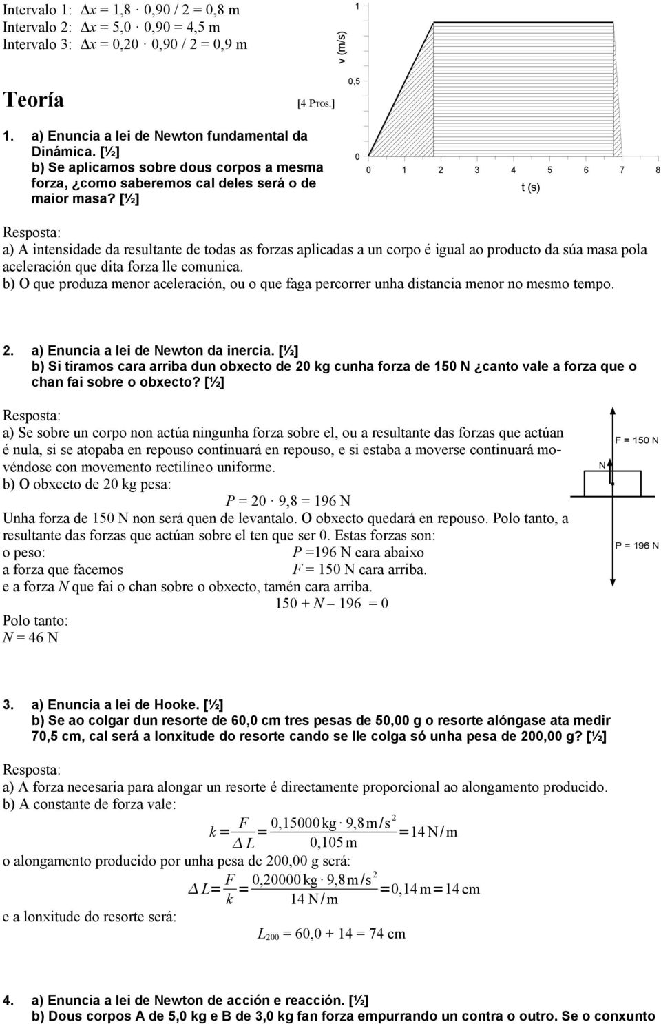 0 0 1 2 3 4 5 6 7 8 t (s) a) A intensidade da resultante de todas as forzas aplicadas a un corpo é igual ao producto da súa masa pola aceleración que dita forza lle comunica.