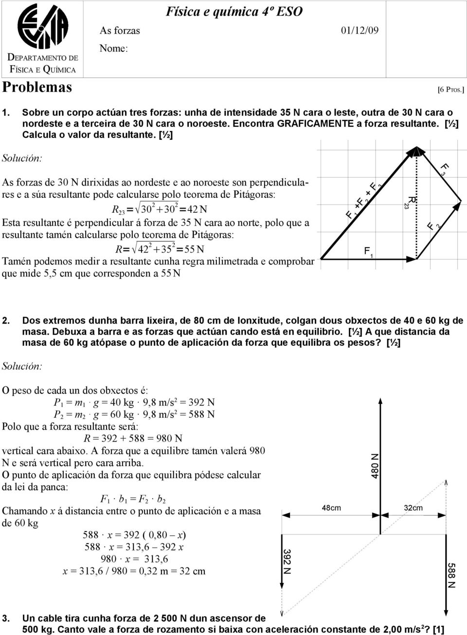 Calcula o valor da resultante.