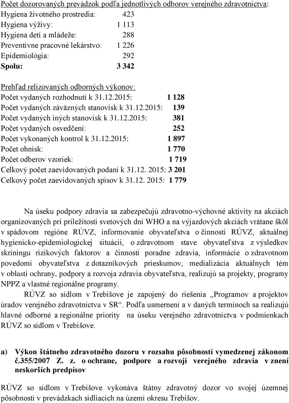 12.2015: 381 Počet vydaných osvedčení: 252 Počet vykonaných kontrol k 31.12.2015: 1 897 Počet ohnísk: 1 770 Počet odberov vzoriek: 1 719 Celkový počet zaevidovaných podaní k 31.12. 2015: 3 201 Celkový počet zaevidovaných spisov k 31.