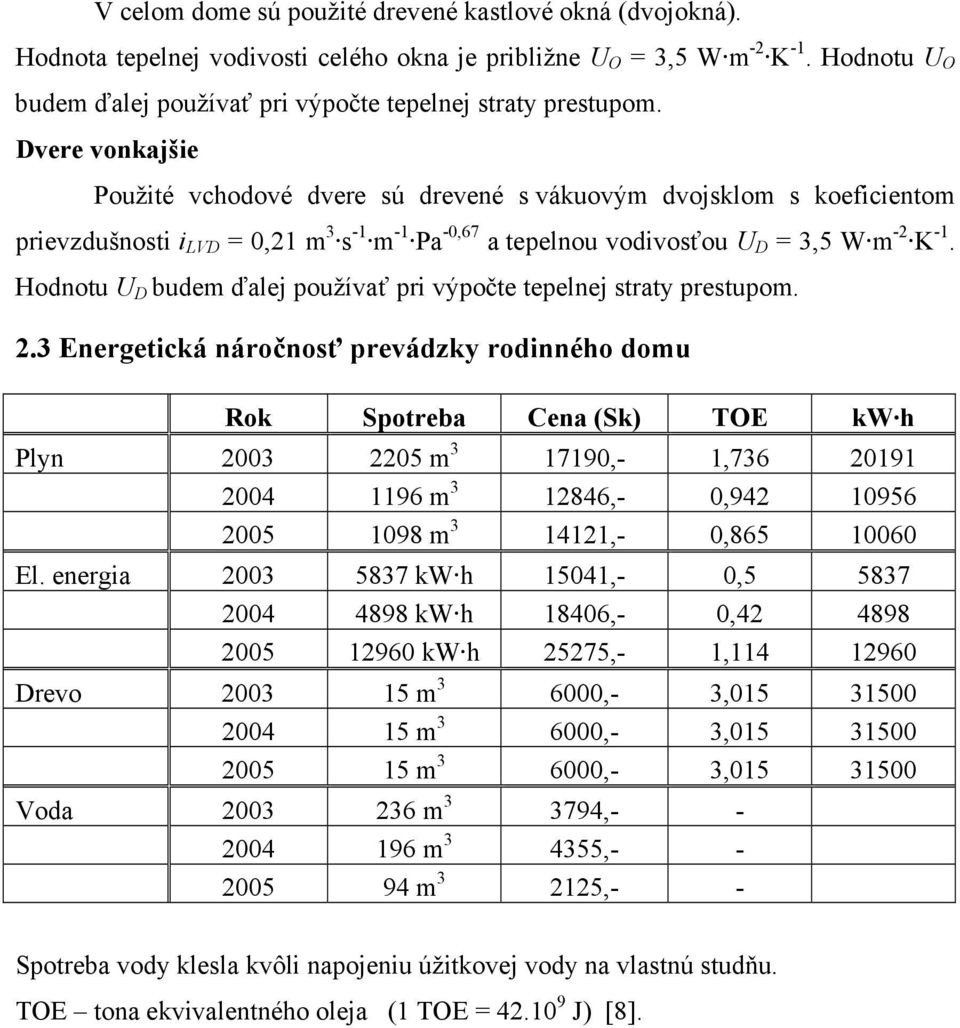 Dvere vonkajšie Použité vchodové dvere sú drevené s vákuovým dvojsklom s koeficientom prievzdušnosti i LVD 0,21 m 3 s -1 m -1 Pa -0,67 a tepelnou vodivosťou U D 3,5 W m -2 K -1.