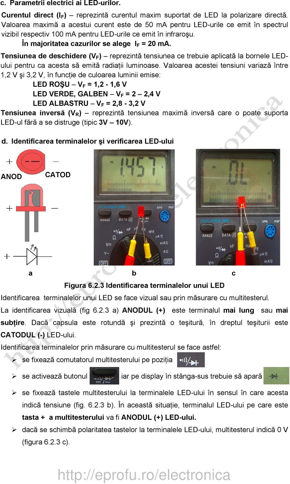 Tensiunea de deschidere (V F ) reprezintă tensiunea ce trebuie aplicată la bornele LEDului pentru ca acesta să emită radiaţii luminoase.