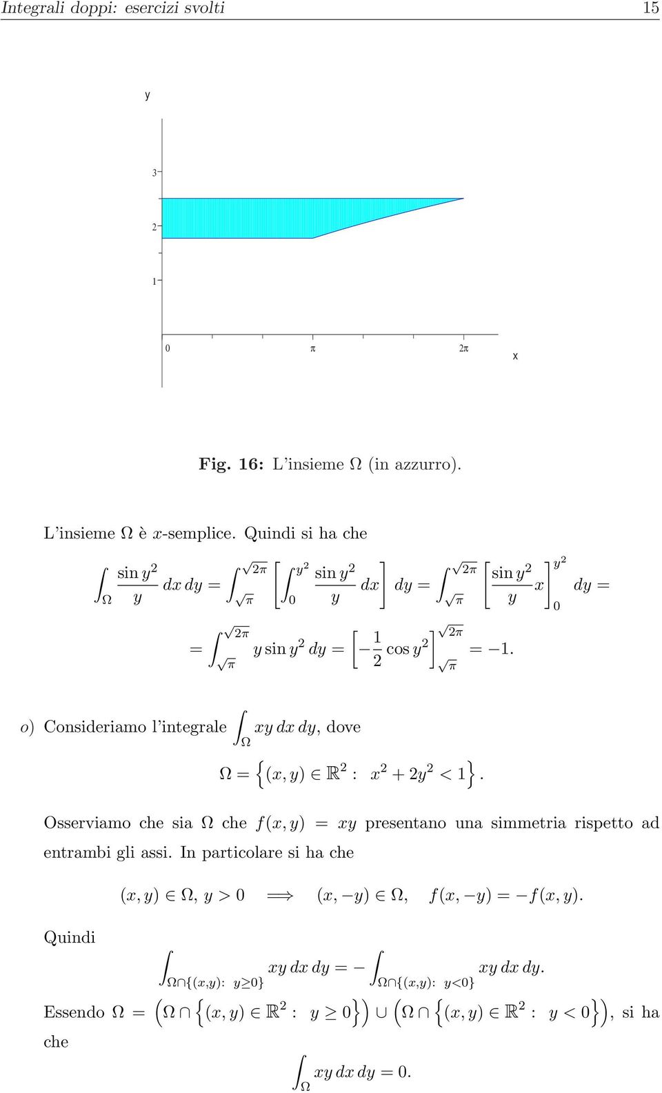 o) Consideriamo l integrale d d, dove, ) R : + <.