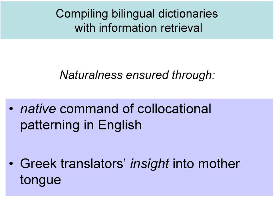 through: native command of collocational