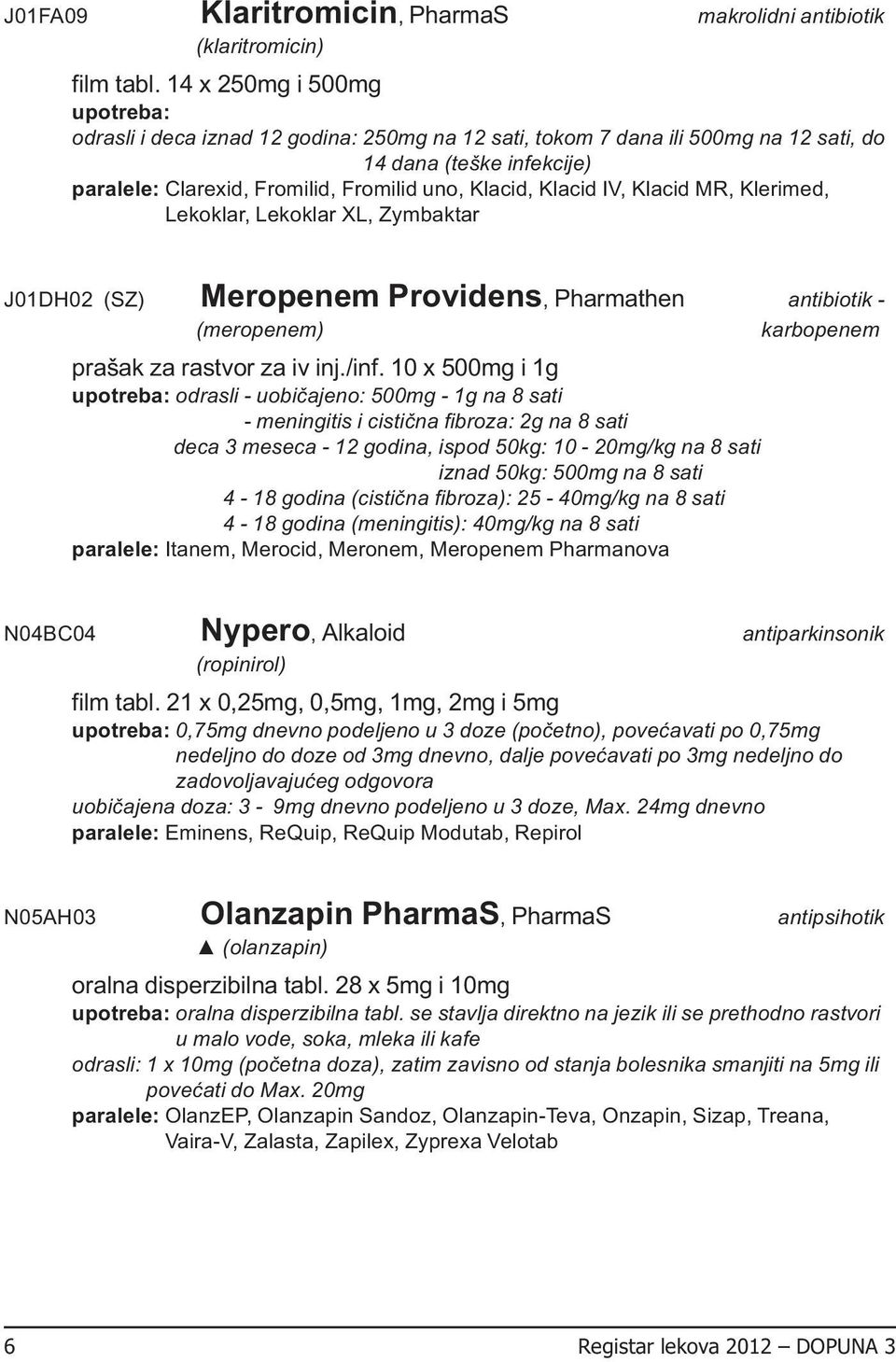 Klacid MR, Klerimed, Lekoklar, Lekoklar XL, Zymbaktar J01DH02 (SZ) Meropenem Providens, Pharmathen antibiotik - (meropenem) karbopenem prašak za rastvor za iv inj./inf.
