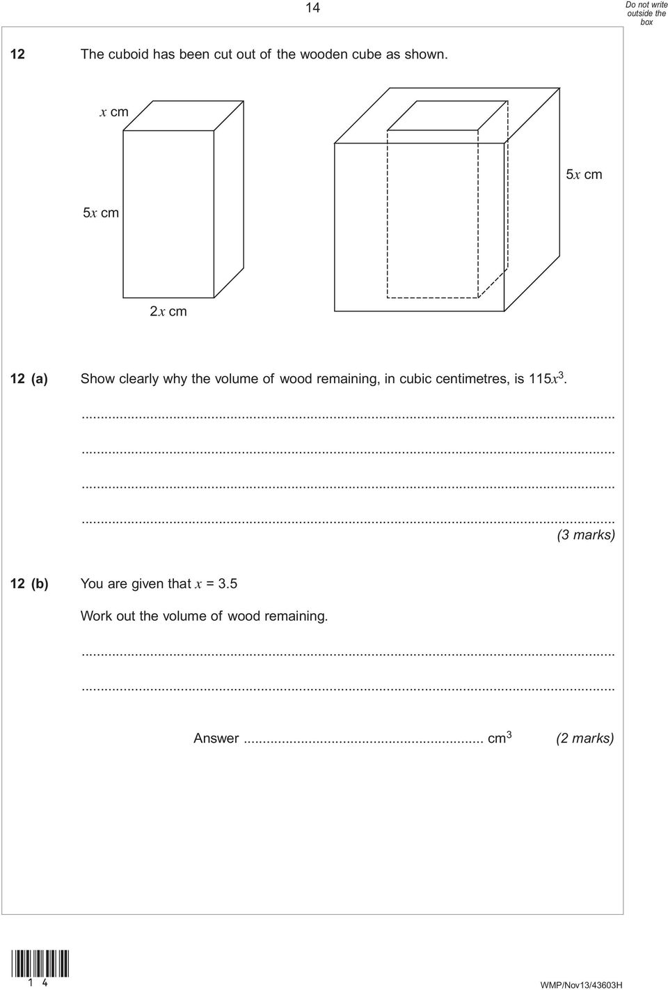 remaining, in cubic centimetres, is 115x 3.